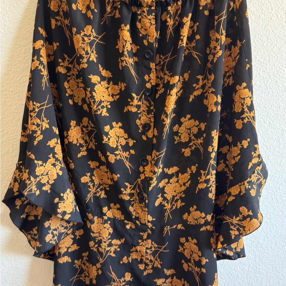 Chic Black skirt with Orange Floral Design